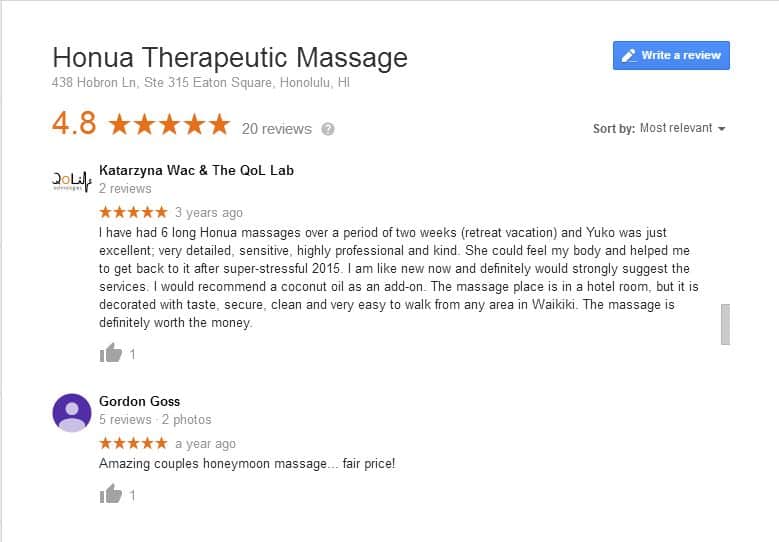 Massage In Honolulu Honua Therapeutic Massage Review from 2015